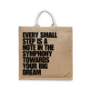 BYFT Inspirational Quote Tote Bag "Every Small Step"� Symphony Printed Reusable Tote | Eco-Friendly Daily Carry Bag (Set of 1)