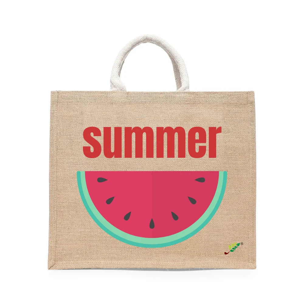 BYFT Summer Watermelon Tote Bag – Vibrant Fruit Slice Printed Reusable Tote | Eco-Friendly Daily Carry Bag (Set of 1)