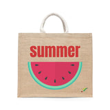 BYFT Summer Watermelon Tote Bag – Vibrant Fruit Slice Printed Reusable Tote | Eco-Friendly Daily Carry Bag (Set of 1)