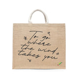 BYFT Inspirational Quote Tote Bag – “To Go Where the Wind Takes You” Reusable Tote | Eco-Friendly Daily Carry Bag (Set of 1)