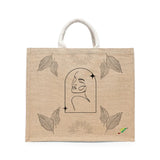 BYFT Artistic Face Tote Bag – “Quiet Muse” Celestial Reusable Tote | Eco-Friendly Daily Carry Bag (Set of 1)