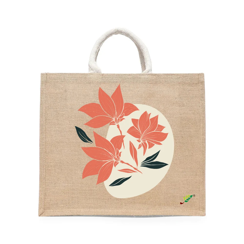 BYFT Elegant Floral Tote Bag – Coral Bloom Printed Reusable Tote | Eco-Friendly Daily Carry Bag (Set of 1)