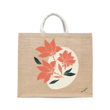 BYFT Elegant Floral Tote Bag – Coral Bloom Printed Reusable Tote | Eco-Friendly Daily Carry Bag (Set of 1)