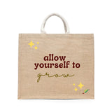 BYFT029663BYFTToteBag-AllowyourselftogrowLaminatedJuteBagWithGussetSetof01-JTTBTS145176
