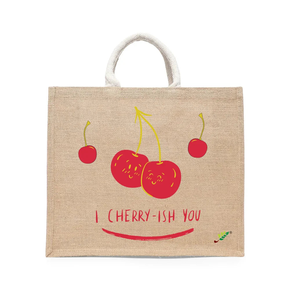 BYFT Whimsical Fruit Tote Bag – “I Cherry-ish You” Artistic Printed Reusable Tote | Eco-Friendly Daily Carry Bag (Set of 1)