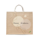BYFT Minimalist Line Art Tote Bag – “Choose Kindness” Aesthetic Printed Reusable Tote | Eco-Friendly Daily Carry Bag (Set of 1)