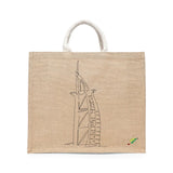 BYFT Minimal Line Art Tote Bag – “Burj Al Arab” Iconic Architecture Printed Tote | Reusable Everyday Carry (Set of 1)