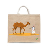 BYFT The Desert Nomad Tote Bag – Arabian Camel & Nomad Printed Reusable Tote | Eco-Friendly Daily Carry Bag (Set of 1)
