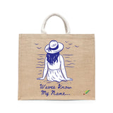BYFT Nautical Women's Tote Bag – “Waves Know My Name” Blue Reusable Tote | Eco-Friendly Daily Carry Bag (Set of 1)
