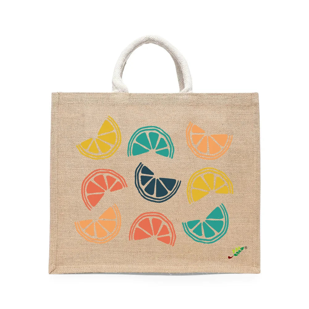 BYFT Vibrant Fruit Tote Bag – Colorful Citrus Slice Printed Reusable Tote | Eco-Friendly Daily Carry Bag (Set of 1)