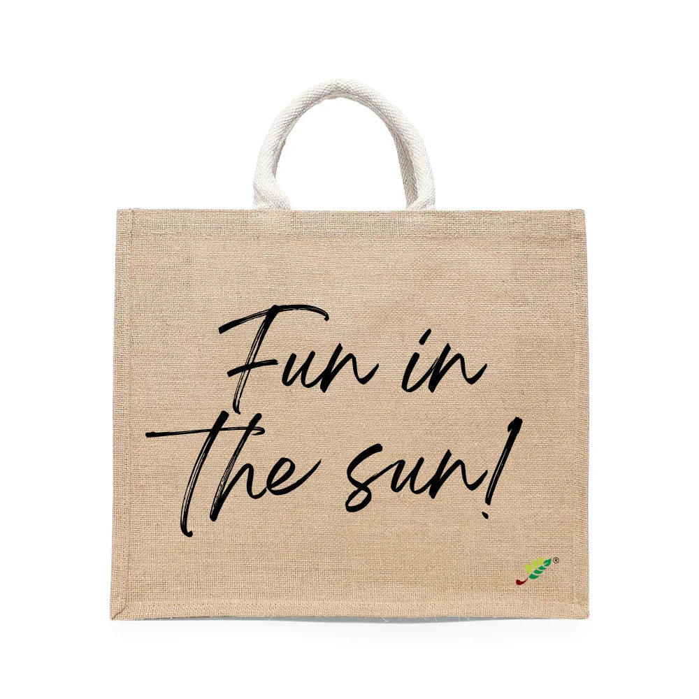 BYFT Summer Vibes Tote Bag – “Fun in the Sun!” Script Printed Reusable Tote | Eco-Friendly Daily Carry Bag (Set of 1)