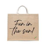 BYFT Summer Vibes Tote Bag – “Fun in the Sun!” Script Printed Reusable Tote | Eco-Friendly Daily Carry Bag (Set of 1)