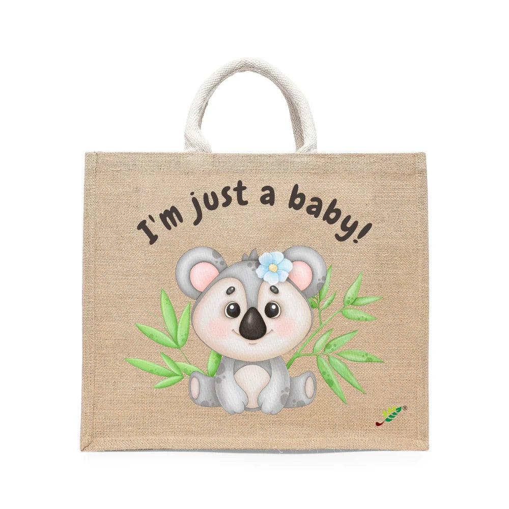 BYFT Sweet Baby Koala Tote Bag – “I’m just a baby!” Floral Koala Printed Reusable Tote | Eco-Friendly Daily Carry Bag (Set of 1)