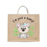 BYFT Sweet Baby Koala Tote Bag – “I’m just a baby!” Floral Koala Printed Reusable Tote | Eco-Friendly Daily Carry Bag (Set of 1)
