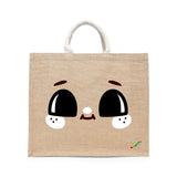 BYFT Adorable Smile Tote Bag – Cute Wide-Eyed Printed Reusable Tote | Eco-Friendly Daily Carry Bag (Set of 1)