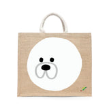 BYFT Minimalist Cute Puppy Tote Bag – Mochi Dog Reusable Tote | Eco-Friendly Daily Carry Bag (Set of 1)