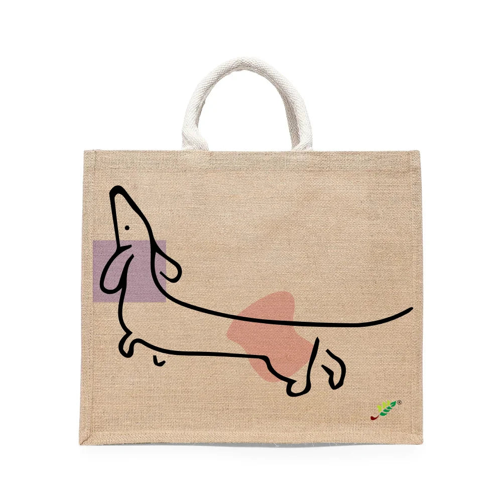 BYFT Dachshund Art Tote Bag – “The Stretch Sketch” Minimalist Dog Reusable Tote | Eco-Friendly Daily Carry Bag (Set of 1)