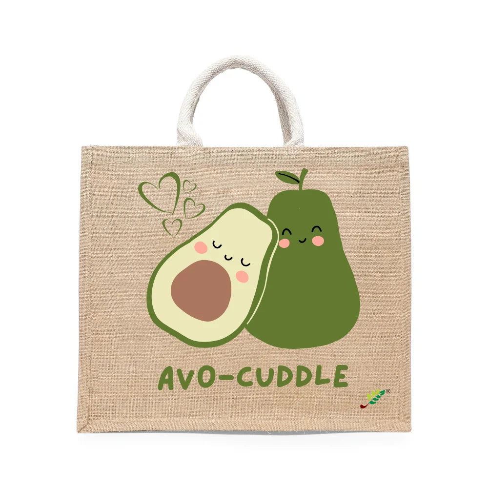 BYFT Cute Tote Bag "Avo-Cuddle", Fun Printed Reusable Tote Eco-Friendly Daily Carry Set of 1