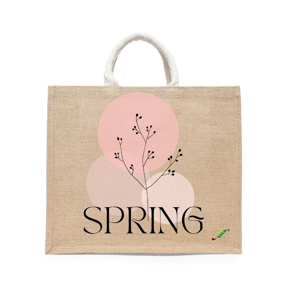 BYFT Spring Floral Tote Bag – Elegant Botanical "Spring" Printed Reusable Tote | Eco-Friendly Daily Carry Bag (Set of 1)