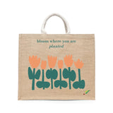 BYFT Inspirational Floral Tote Bag – “Bloom Where You Are Planted” Motivational Printed Tote | Reusable Everyday Carry (Set of 1)
