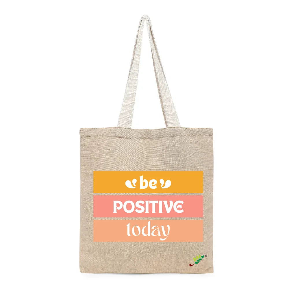 BYFT Motivational Tote Bag "Be Positive Today", Inspirational Printed Reusable Tote Everyday Eco-Friendly Carry Set of 1