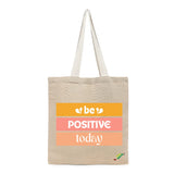 BYFT Motivational Tote Bag "Be Positive Today", Inspirational Printed Reusable Tote Everyday Eco-Friendly Carry Set of 1