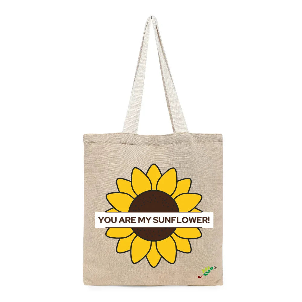 BYFT "You Are My Sunflower" Tote Bag – Bright Floral Graphic Reusable Tote | Eco-Friendly Daily Carry Bag (Set of 1)