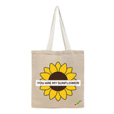 BYFT "You Are My Sunflower" Tote Bag – Bright Floral Graphic Reusable Tote | Eco-Friendly Daily Carry Bag (Set of 1)