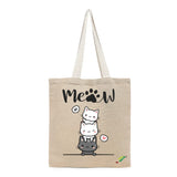 BYFT Cute Stacked Cats Tote Bag – “Hi Meow” Kitten Reusable Tote | Eco-Friendly Daily Carry Bag (Set of 1)