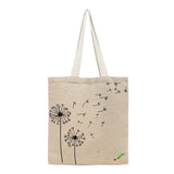 BYFT Aesthetic Nature Line Art Tote Bag – Dandelion Printed Reusable Tote | Eco-Friendly Daily Carry Bag (Set of 1)