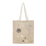 BYFT Winter Snowflakes Tote Bag – Minimalist Festive Snowflake Cluster Printed Reusable Tote | Eco-Friendly Daily Carry Bag (Set of 1)