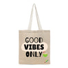 BYFT Tropical Tote Bag "Good Vibes Only"� Coconut Printed Reusable Tote | Eco-Friendly Daily Carry Bag (Set of 1)