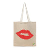 BYFT Red Lip Signature Tote Bag Iconic Red Kiss Printed Reusable Tote | Eco-Friendly Daily Carry Bag (Set of 1)