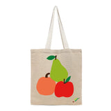 BYFT Vibrant Fruit Stack Tote Bag – Artistic Apple, Pear & Peach Printed Reusable Tote | Eco-Friendly Daily Carry Bag (Set of 1)