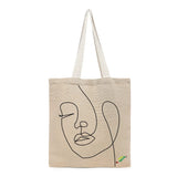 BYFT Minimalist Face Art Tote Bag – “Line of Being” One-Line Printed Reusable Tote | Eco-Friendly Daily Carry Bag (Set of 1)