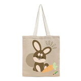 BYFT Adorable Bunny Tote Bag – Brown Rabbit & Carrot Reusable Tote | Eco-Friendly Daily Carry Bag (Set of 1)