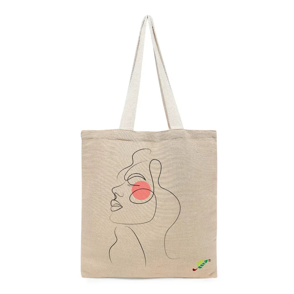 BYFT Minimalist Art Tote Bag – “Blush Muse” Elegant Line Art Printed Tote | Reusable Everyday Carry (Set of 1)