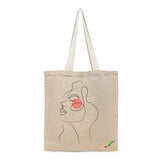 BYFT Minimalist Art Tote Bag – “Blush Muse” Elegant Line Art Printed Tote | Reusable Everyday Carry (Set of 1)