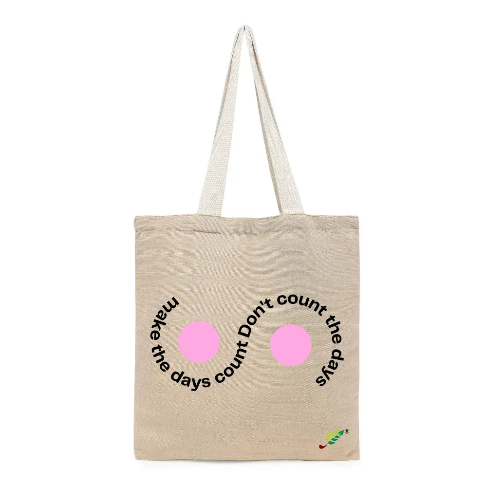 BYFT Inspirational Tote Bag – “Make the Days Count” Printed Reusable Tote | Eco-Friendly Daily Carry Bag (Set of 1)