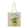 BYFT Adorable Succulent Tote Bag Happy Cactus Floral Illustration Reusable Tote | Eco-Friendly Daily Carry Bag (Set of 1)