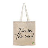 BYFT Summer Vibes Tote Bag – “Fun in the Sun!” Script Printed Reusable Tote | Eco-Friendly Daily Carry Bag (Set of 1)