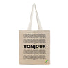 BYFT Typography Tote Bag "Bonjour"� Minimal Text Printed Tote | Reusable Everyday Carry (Set of 1)