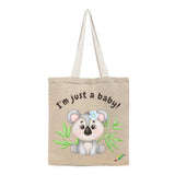 BYFT Sweet Baby Koala Tote Bag – “I’m just a baby!” Floral Koala Printed Reusable Tote | Eco-Friendly Daily Carry Bag (Set of 1)
