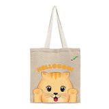 BYFT Friendly Cat Tote Bag – “HELLOOOO!” Ginger Kitten Printed Reusable Tote | Eco-Friendly Daily Carry Bag (Set of 1)