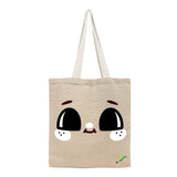 BYFT Adorable Smile Tote Bag – Cute Wide-Eyed Printed Reusable Tote | Eco-Friendly Daily Carry Bag (Set of 1)