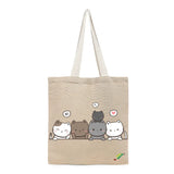 BYFT Adorable Feline Friends Tote Bag – Cute Kitty Printed Reusable Tote | Eco-Friendly Daily Carry Bag (Set of 1)