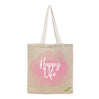 BYFT Aesthetic Lifestyle Tote Bag "Happy Life"� Printed Reusable Tote | Eco-Friendly Daily Carry Bag (Set of 1)