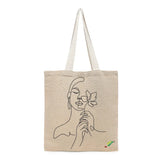 BYFT Minimalist Art Tote Bag – “Blossom Muse” Elegant Line Art Printed Tote | Reusable Everyday Carry (Set of 1)