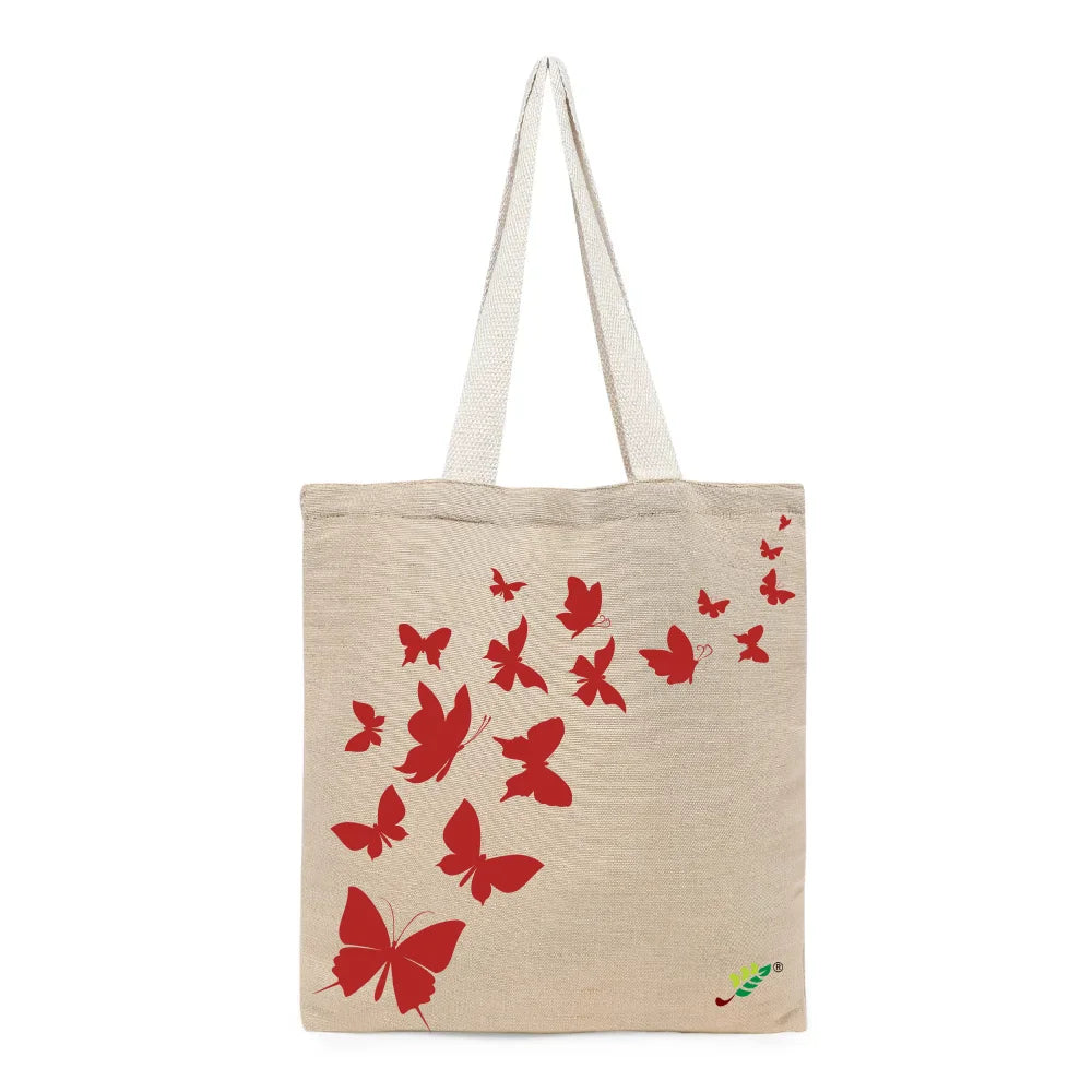 BYFT Artistic Butterfly Tote Bag – Elegant Butterfly Print Reusable Tote | Everyday Carry Bag (Set of 1)