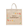 BYFT Summer Fruit Tote Bag "Hello Summer!"� Refreshing Watermelon & Kiwi Printed Reusable Tote | Eco-Friendly Daily Carry Bag (Set of 1)